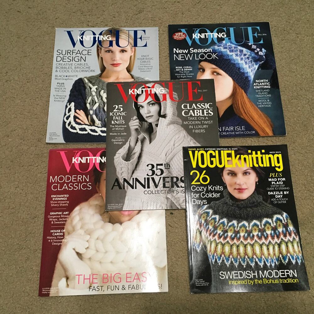 Vogue Knitting Pattern Magazines *LOT OF 5* Sweater Scarf Hat Handmade Craft